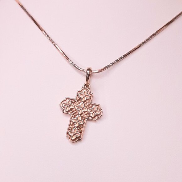 NEW 5.3 grams rose gold cross pendant with fancy chain - Picture 10 of 15